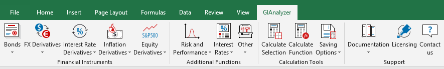 Once installed, GIAnalyzer tab appears on Excel ribbon