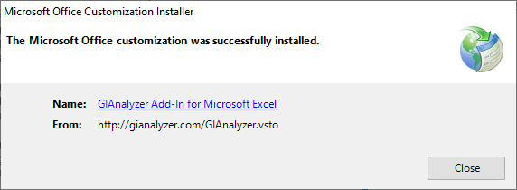 Online installation: GIAnalyzer is successfully installed"