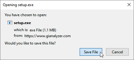 Download GIAnalyzer installer file and click Save File