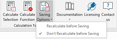 Quickly switch to Don’t recalculate before saving