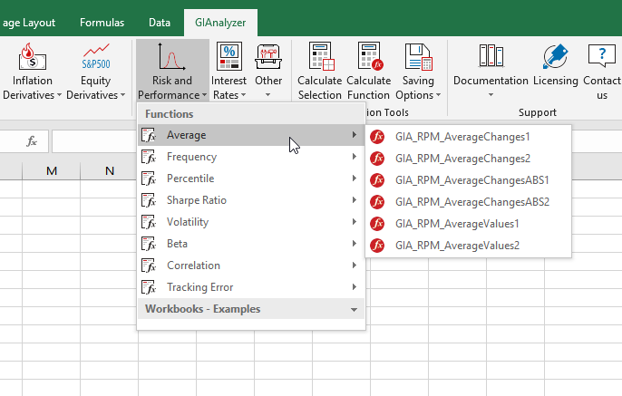 GIAnalyzer screenshot: functions available in the Risk and Performance Measures Module