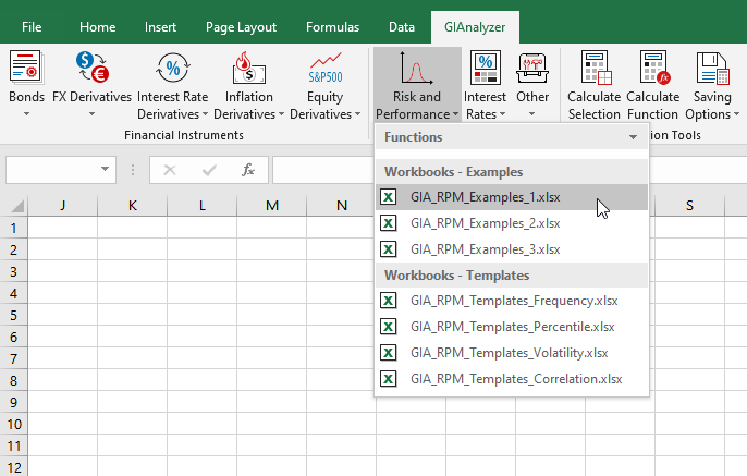 GIAnalyzer screenshot: Excel workbooks available in the Risk and Performance Measures Module